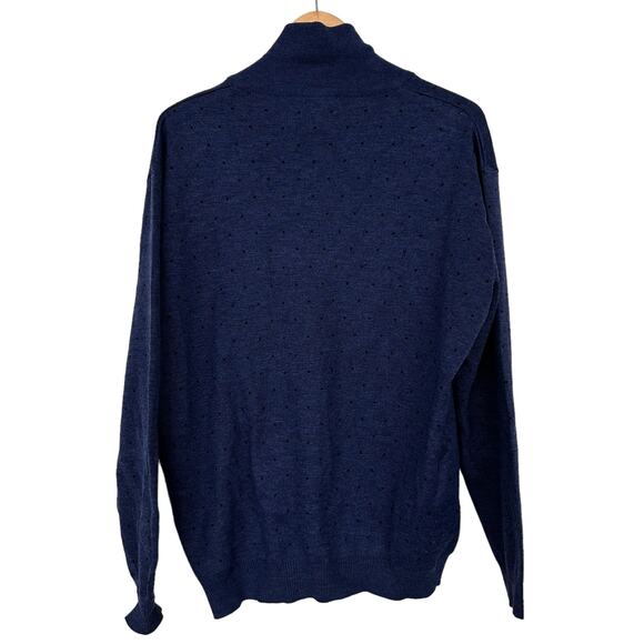 Marcello Sport Merino Wool Blue Shawl Collar Sweater Sz L - Picture 4 of 6